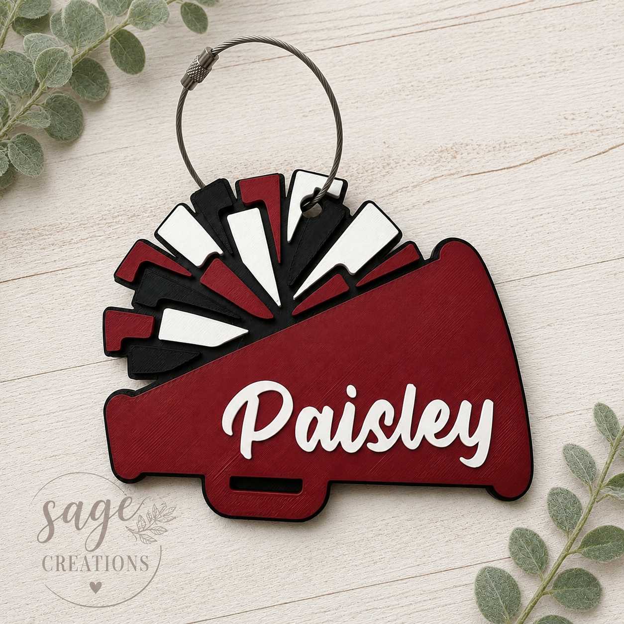 Cheer Megaphone - Pom - Bag Tag