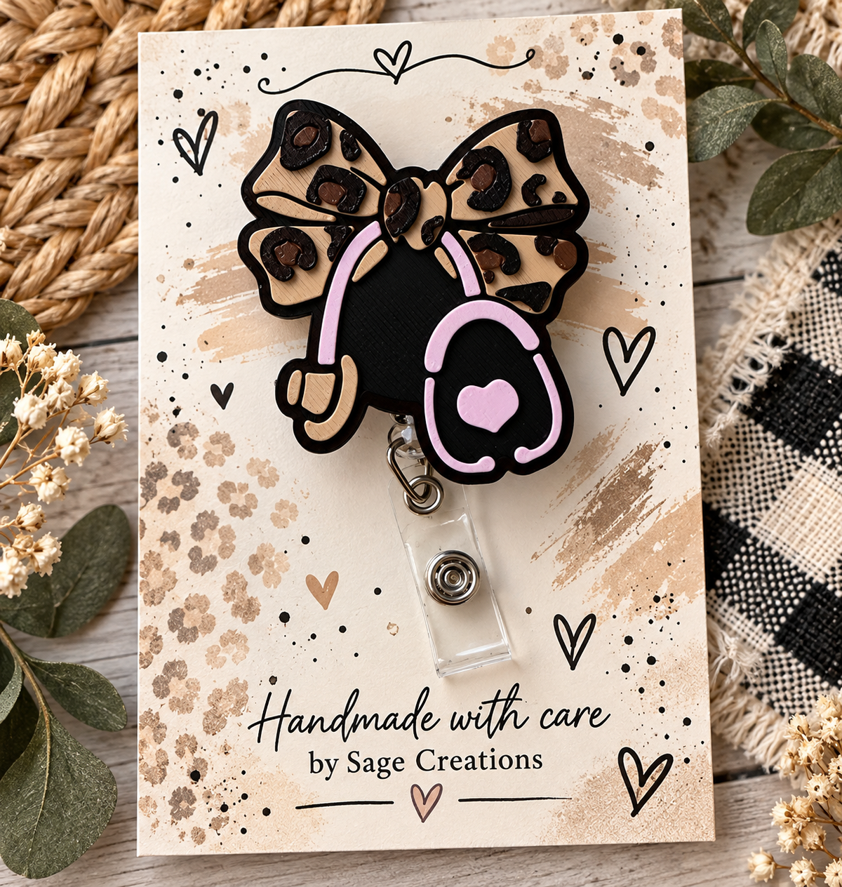 Leopard Stethoscope - Badge Reel