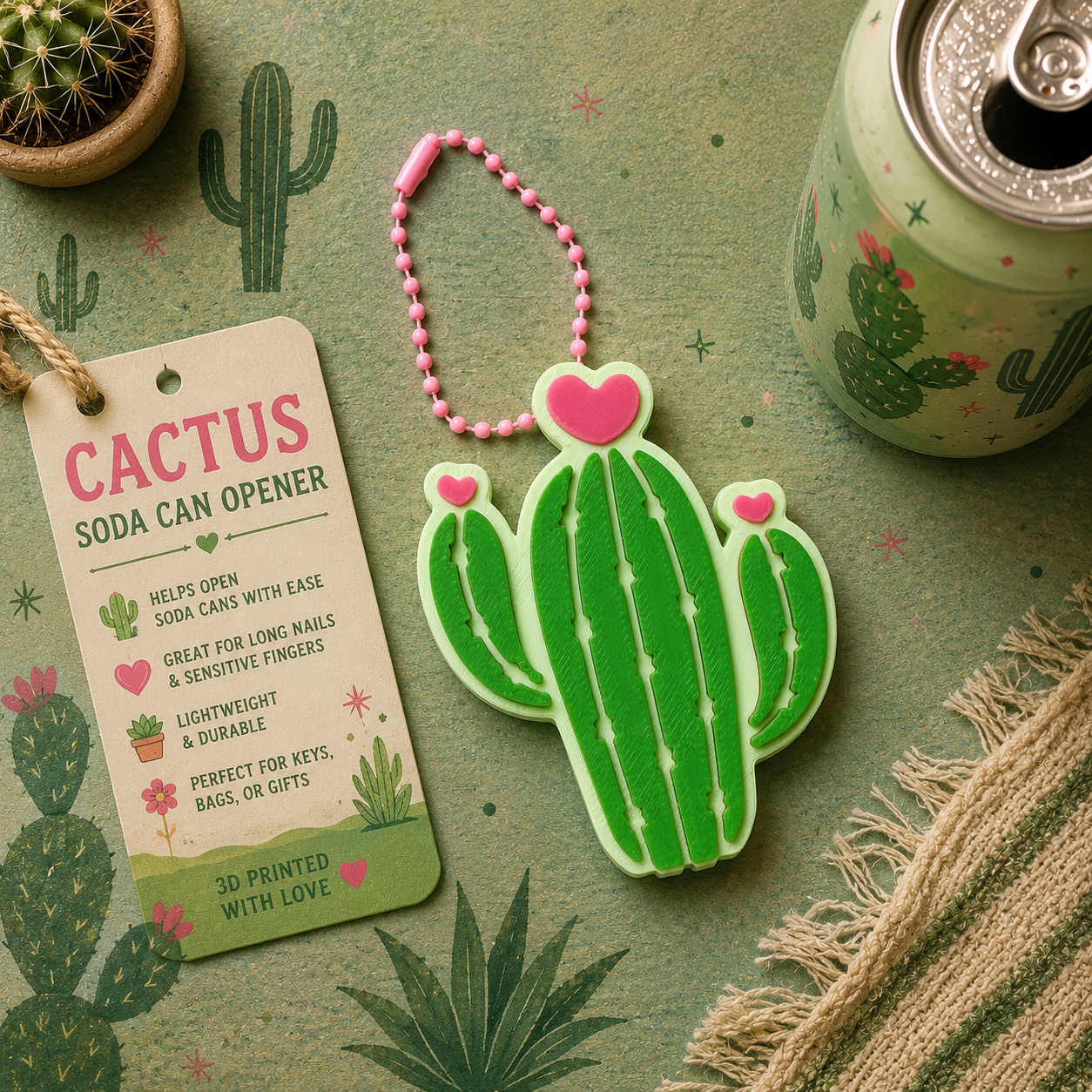 Cactus soda can opener
