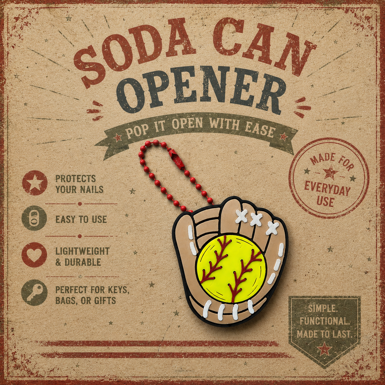 Baseball/Softball Glove Soda Can Opener