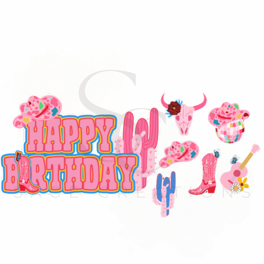 Disco Cowgirl Cupcake toppers - Pink or Colorful