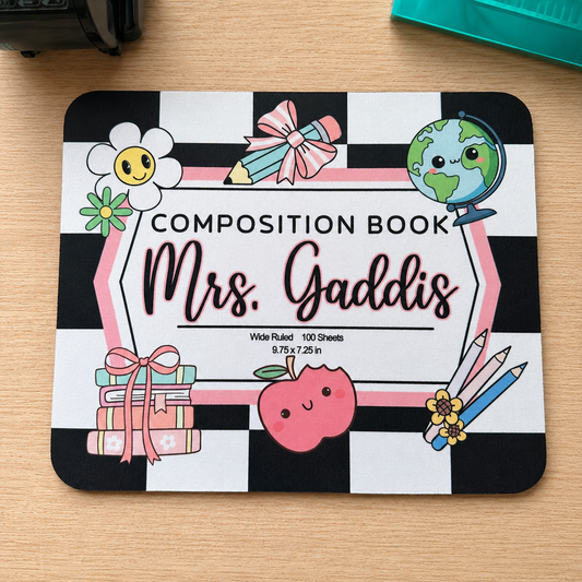 Teacher Comp Book Checkered - Mouse Pad