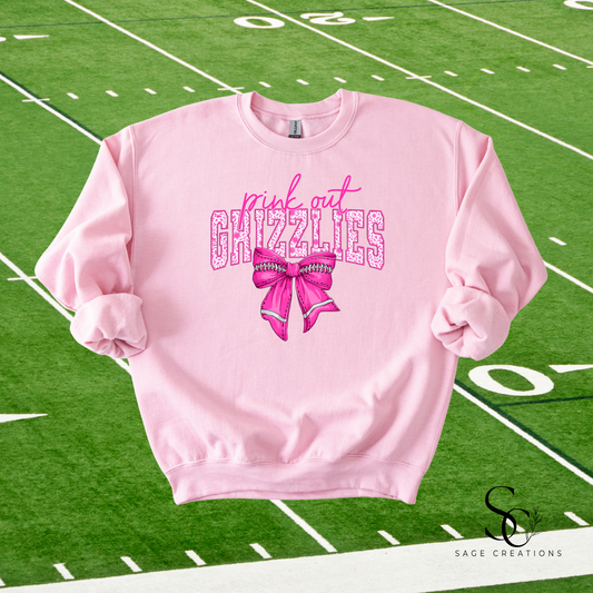 Pink Out - Grizzlies - Football Bow